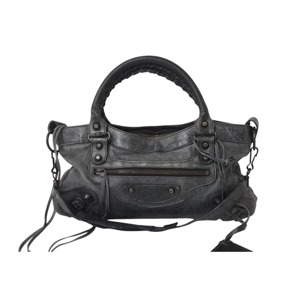 Balenciaga Shoulder Bag Handbag The Leather First Gray